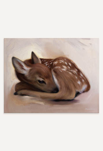 Oil on paper Deer painting