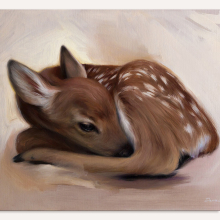 Oil on paper Deer painting 3 closeup