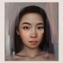 Oil on paper Gold Rose painting